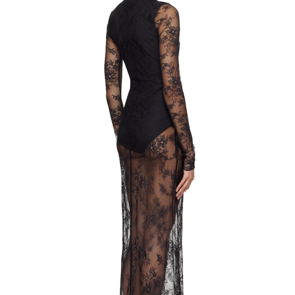 SKIMS Black Long Sleeve Lace Dress - Picture 2 of 7